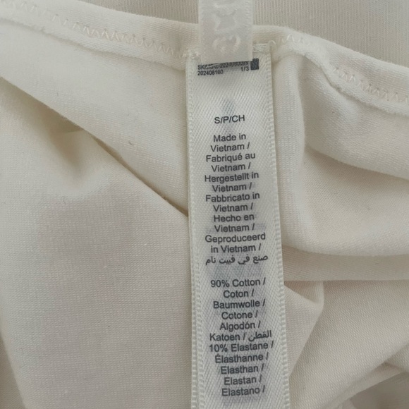 SKIMS White Cotton Blend Stretch Snap Crotch Bodysuit 37276 - Picture 5 of 7